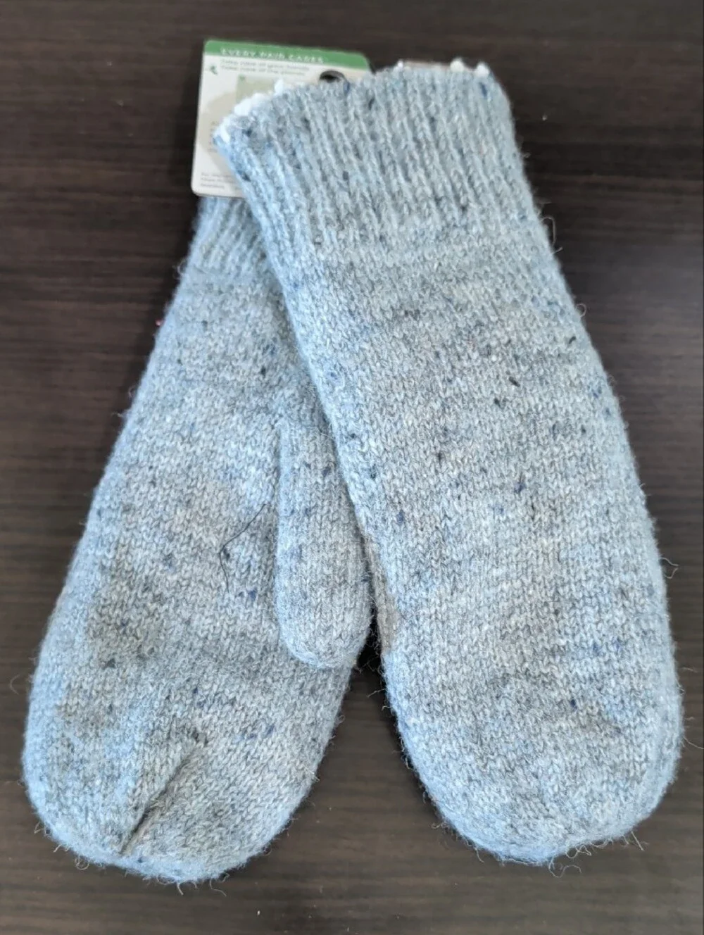 Isotoner Light Blue Flecked Knit Mittens